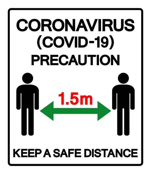 Coronavirus Covid Precaución Mantener Una Distancia Segura Signo Símbolo Ilustración — Archivo Imágenes Vectoriales