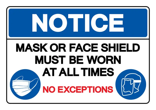 Observe Que Máscara Protetor Facial Devem Ser Usados Todos Tempos —  Vetores de Stock
