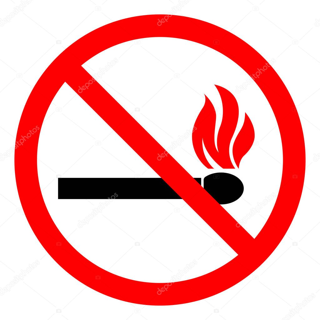 No Open Flame Symbol Sign, Vector Illustration, Isolate On White Background Label .EPS10 