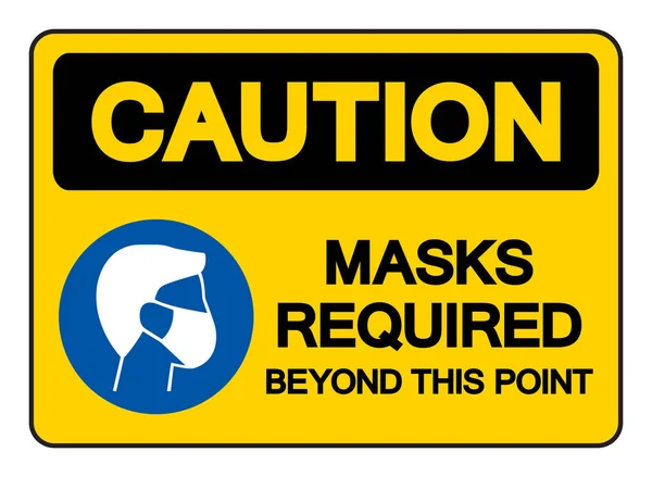 Máscara Precaución Requerida Más Allá Este Signo Símbolo Punto Ilustración — Vector de stock