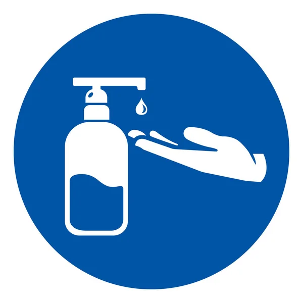 Χρησιμοποιήστε Χέρια Σύμβολο Sanitizer Διάνυσμα Εικονογράφηση Απομονώστε Λευκό Φόντο Ετικέτα — Διανυσματικό Αρχείο