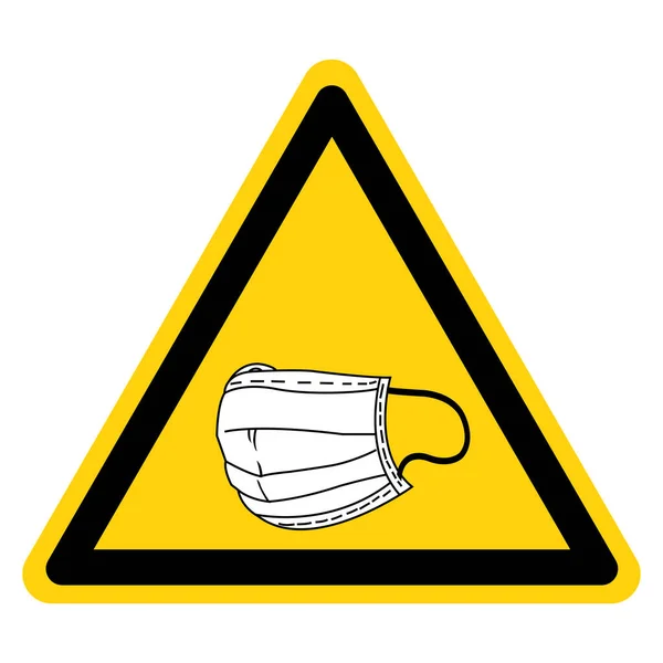 Uyarı Yüzlü Maske Sembolü Şareti Vektör Llüstrasyonu Beyaz Arkaplan Etiketinde — Stok Vektör