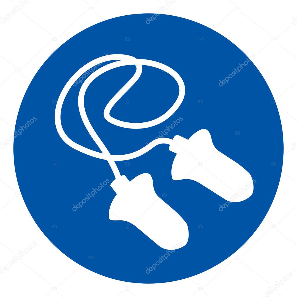 Use tapones para los oídos Signo de símbolo, ilustración vectorial