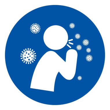 Yeni Öksürük Semptomları Covid-19 Sembol İşareti, Vektör İllüstrasyonu, Beyaz Arkaplan Etiketinde İzole EPS10. 