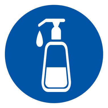 Elini Dezenfektan Sabun Sembol İşareti, Vektör İllüstrasyonu, Beyaz Arkaplan Etiketinde İzole Et. EPS10 