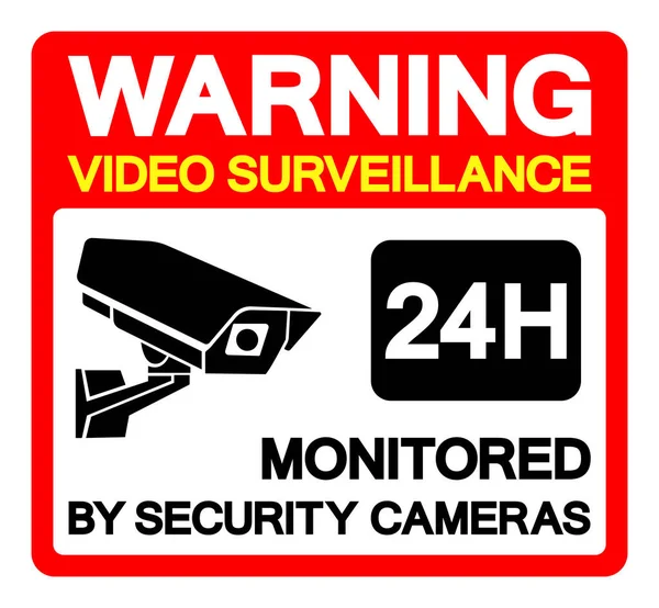 Vigilância Por Vídeo Aviso Monitorados Por Câmeras Segurança Sinal Símbolo —  Vetores de Stock
