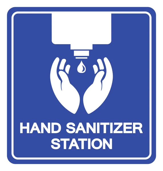 Χέρι Sanitizer Σταθμό Σύμβολο Διανυσματική Απεικόνιση Απομονώστε Λευκό Φόντο Ετικέτα — Διανυσματικό Αρχείο