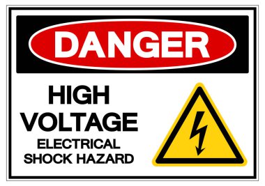 Tehlike Yüksek Voltajlı Elektrik Şoku Tehlike Sembol İşareti, Vektör İllüstrasyonu, Beyaz Arkaplan Etiketinde İzole EPS10 
