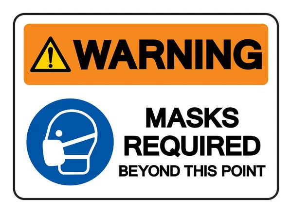 Máscara Advertencia Requerida Más Allá Este Signo Símbolo Punto Ilustración — Vector de stock