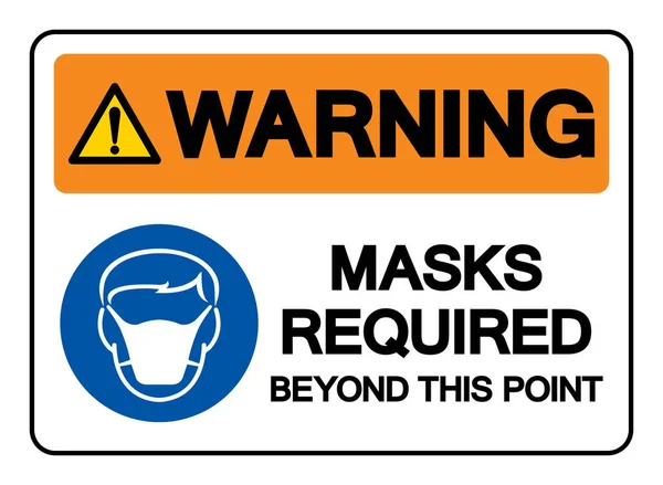 Warning Mask Krävs Bortom Denna Punkt Symbol Tecken Vektor Illustration — Stock vektor