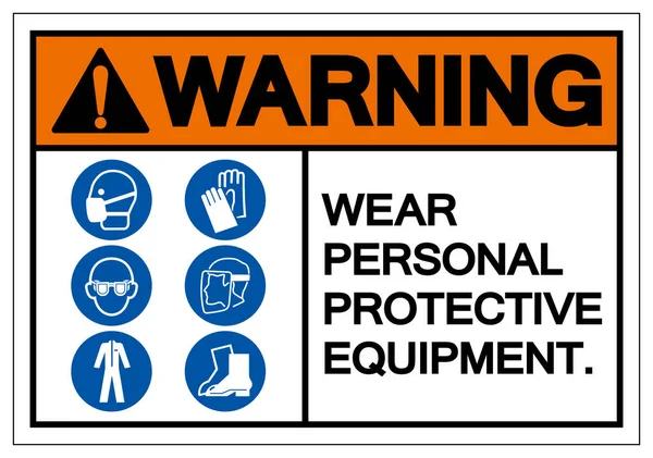 Waarschuwing Personal Protective Equipment Symbool Sign Vector Illustration Isolate White — Stockvector