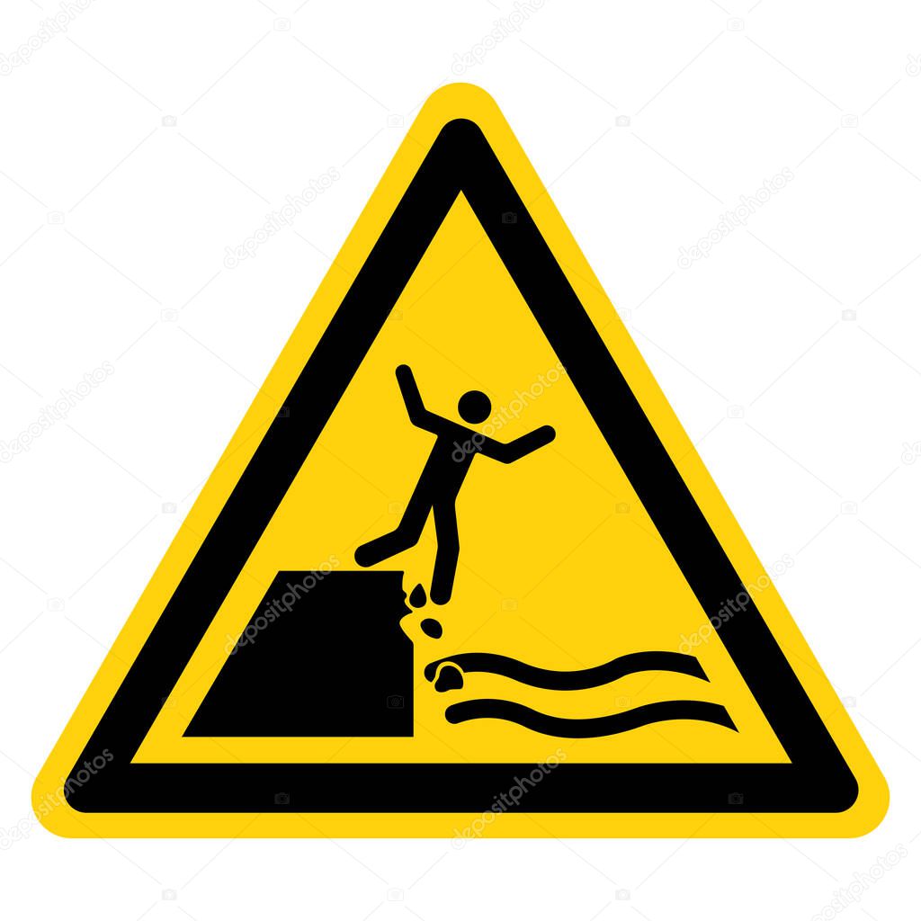 Warning Keep Out Unstable Cliff Symbol Sign, Vector Illustration, Isolate On White Background Label. EPS10 