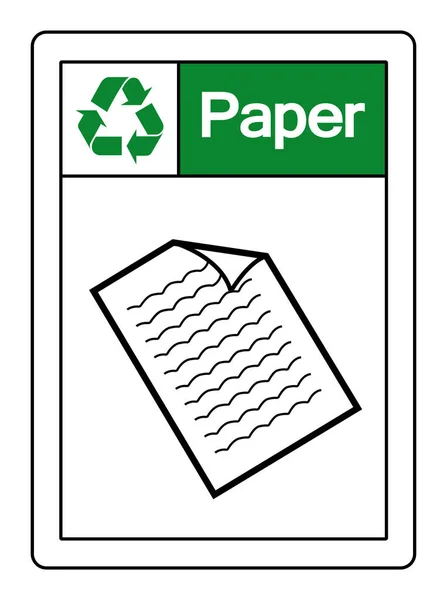 Signe Symbole Recyclage Papier Illustration Vectorielle Isolement Sur Étiquette Blanche — Image vectorielle