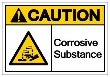 Dikkat Aşındırıcı Madde Sembolü, Vektör İllüstrasyonu, Beyaz Arkaplan Etiketinde İzolasyon. EPS10 