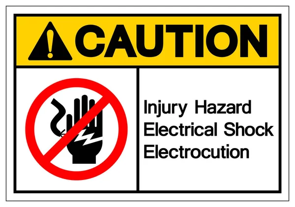 Attenzione Lesione Pericolo Elettroshock Simbolo Elettrocuzione Segno Illustrazione Vettoriale Isolamento — Vettoriale Stock