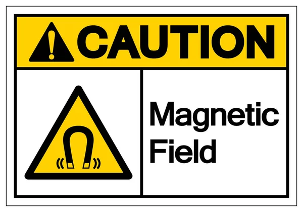Caution Magnetic Field Symbol Sign Vector Illustration Isolate White Background — Stock Vector