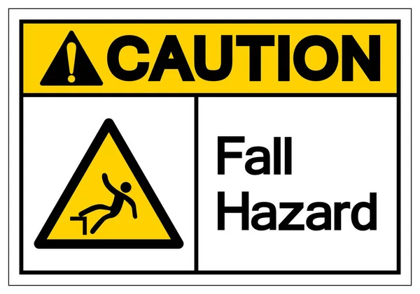2015 Caution Fall Hazard Symbol Vector Illustration Isolate White Background — 스톡 벡터
