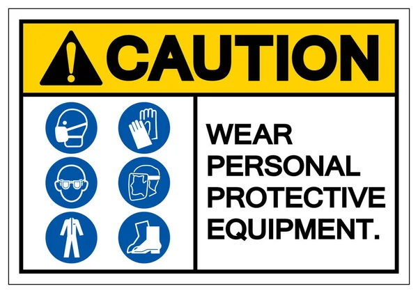 Caution Personal Protective Equipment Symbol Sign Vector Illustration Isolate White — Stock Vector