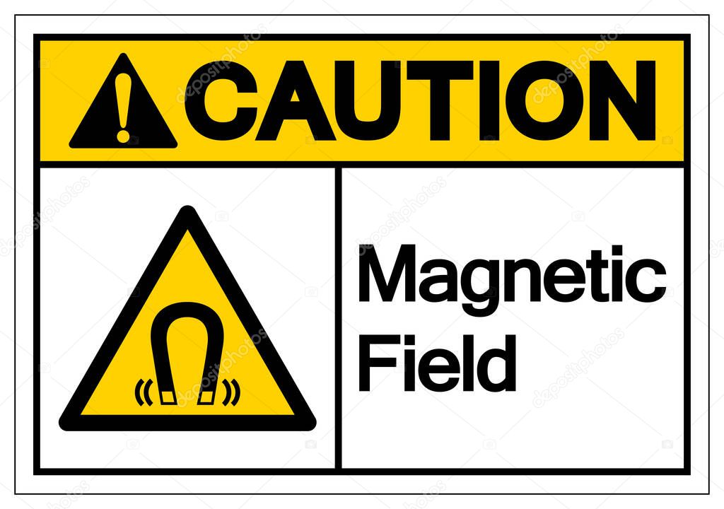 Caution Magnetic Field Symbol Sign, Vector Illustration, Isolate On White Background Label .EPS10 
