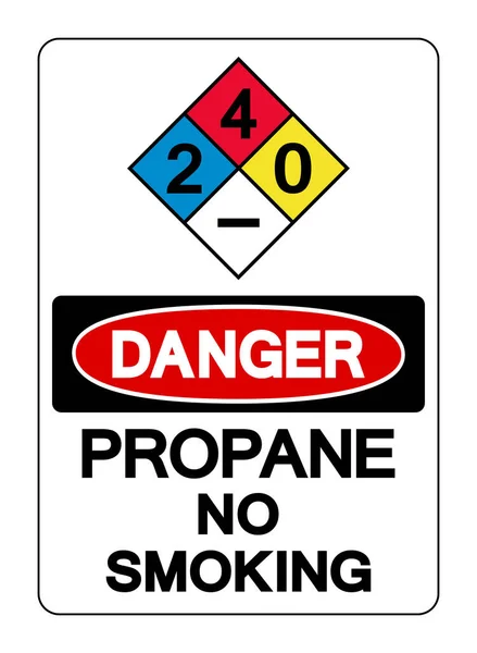 Propano Pericolo Smoking Symbol Sign Illustrazione Vettoriale Isolare Etichetta Sfondo — Vettoriale Stock