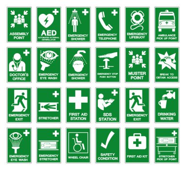 Set Of Safety Condition Collection Symbol Sign, Vector Illustration, Isolated On White Background Label .EPS 10  clipart