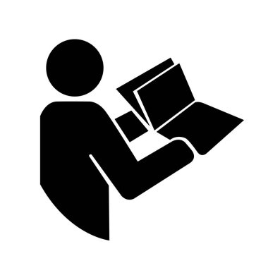 Kullanım Kılavuzu Broşürü Siyah Simge, Vektör İllüstrasyonu, Beyaz Arkaplan Etiketinde İzole Edilmiş. EPS10  