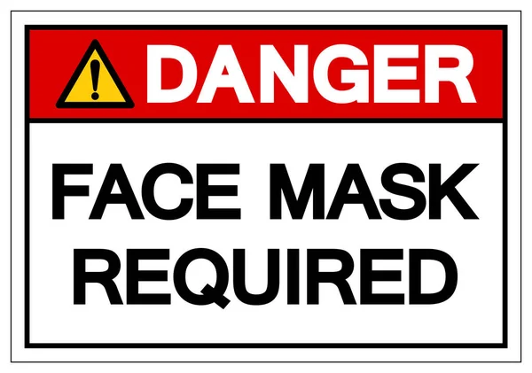 Danger Masque Visage Requis Symbole Signe Illustration Vectorielle Isolé Sur — Image vectorielle