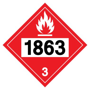 Sınıf 3 Yakıt Havacılık UN1863 Sembol İşareti, Vektör İllüstrasyonu, Beyaz Arkaplanda Tecrit, Etiket .EPS10 