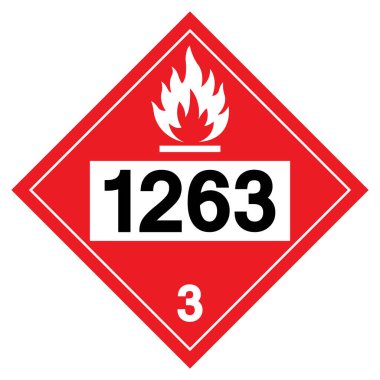 Sınıf 3 Boya UN1263 Sembol İşareti, Vektör İllüstrasyonu, Beyaz Arkaplanda İzolasyon, Etiket .EPS10 