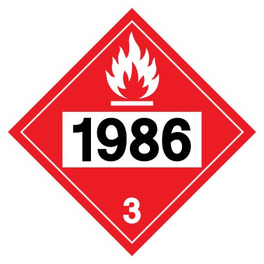 Sınıf 3 Denatüre Alkol UN1986 Sembol İşareti, Vektör İllüstrasyonu, Beyaz Arkaplanda İzolasyon, Etiket .EPS10 