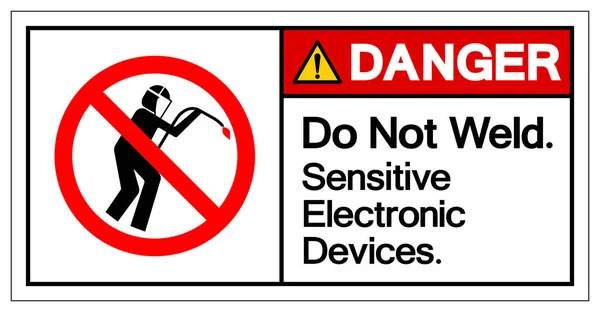 Danger Soudez Pas Signe Sensible Symbole Appareils Électroniques Illustration Vectorielle — Image vectorielle