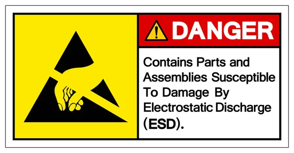 Danger Contient Des Pièces Des Assemblages Susceptibles Être Endommagés Par — Image vectorielle