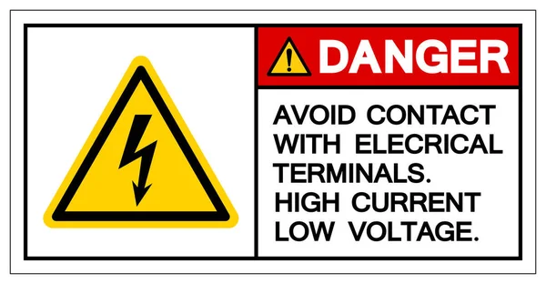 Peligro Evite Contacto Con Terminales Eléctricos Signo Símbolo Bajo Voltaje — Archivo Imágenes Vectoriales