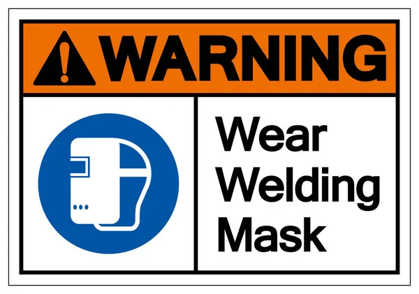 Warning Wear Welding Mask Symbol Sign Vector Illustration Isolated White — Stock Vector