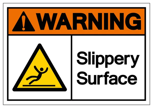 Waarschuwing Slippery Surface Symbool Vector Illustration Geïsoleerd Witte Achtergrond Label — Stockvector
