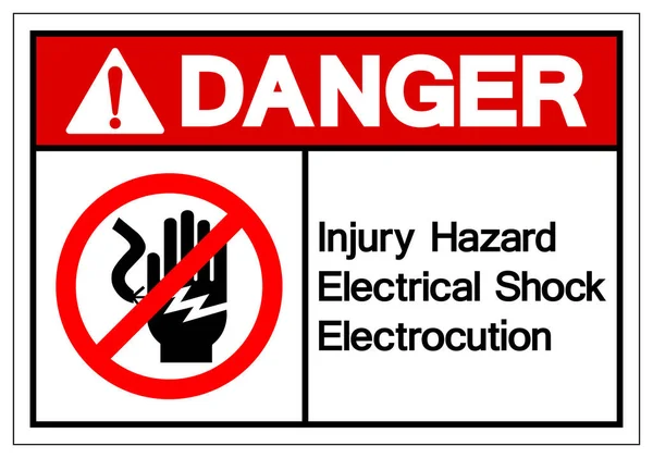 Pericolo Infortunio Pericolo Elettroshock Simbolo Elettrocuzione Segno Illustrazione Vettoriale Isolato — Vettoriale Stock