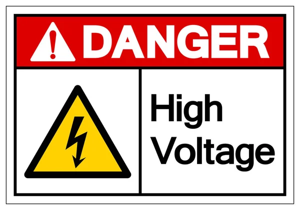 Gevaar High Voltage Symbool Sign Vector Illustratie Isoleren Witte Achtergrond — Stockvector