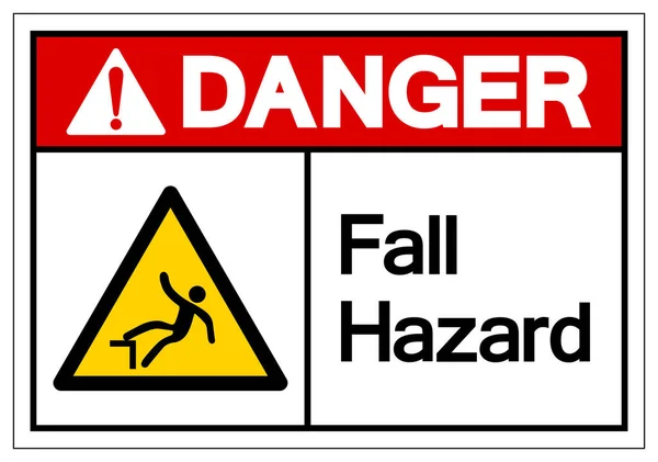 2009 Danger Fall Hazard Symbol Vector Illustration Isolate White Background — 스톡 벡터