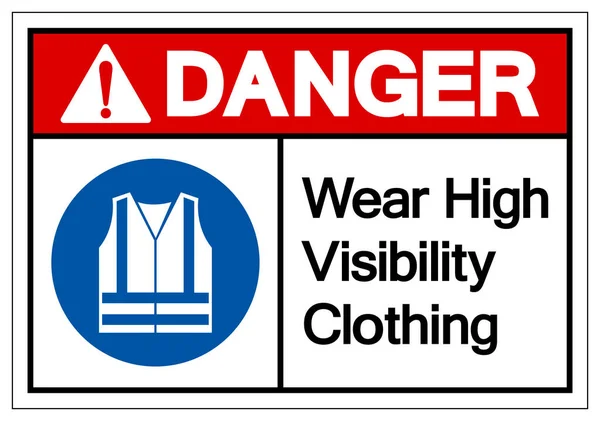 Danger Wear High Visibility Clothing Symbool Sign Vector Illustration Geïsoleerd — Stockvector