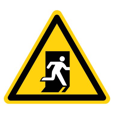 Acil Çıkış Sembol İşareti, Vektör İllüzyonu, Beyaz Arkaplan Etiketi İzole Et. EPS10 