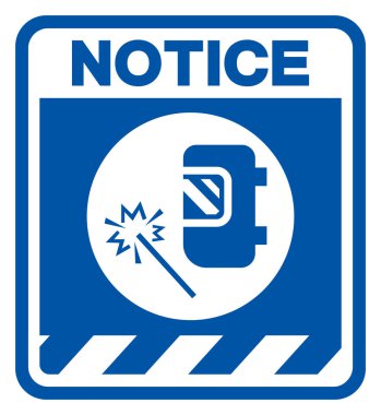 Dikkat edin, Kaynak Maskesi Giyilmeli Bu Alanda Sembol İşareti, Vektör İllüzyonu, Beyaz Arkaplan Etiketinde İzolasyon. EPS10