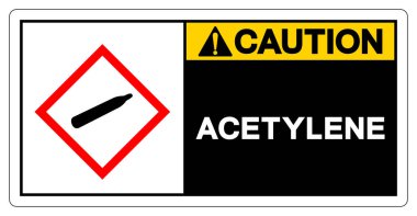 Dikkat Asetilen Sembol İşareti, Vektör İllüstrasyonu, Beyaz Arkaplan Etiketinde Tecrit. EPS10