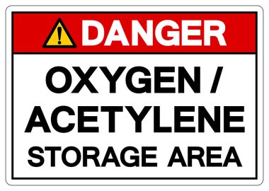 Tehlike Oksijen Asetilen Depolama Alanı Sembol İşareti, Vektör İllüzyonu, Beyaz Arkaplan Etiketinde İzolasyon. EPS10