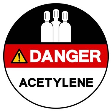 Tehlike Asetilen Sembol İşareti, Vektör İllüzyonu, Beyaz Arkaplan Etiketinde İzolasyon. EPS10