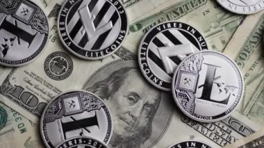 Bitcoins dijital cryptocurrency dönen çekim-Bitcoin Litecoin