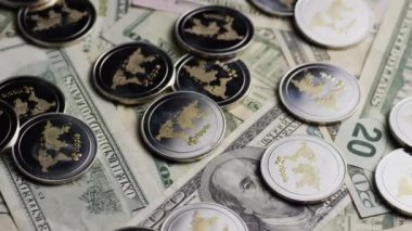 Bitcoins dijital cryptocurrency dönen çekim