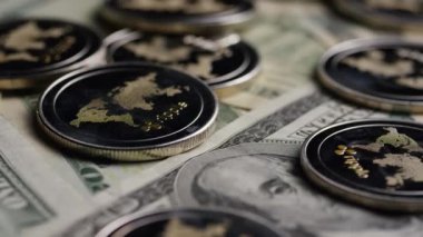 Bitcoins dijital cryptocurrency dönen çekim