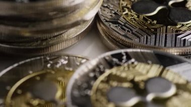 Bitcoins dijital cryptocurrency dönen çekim