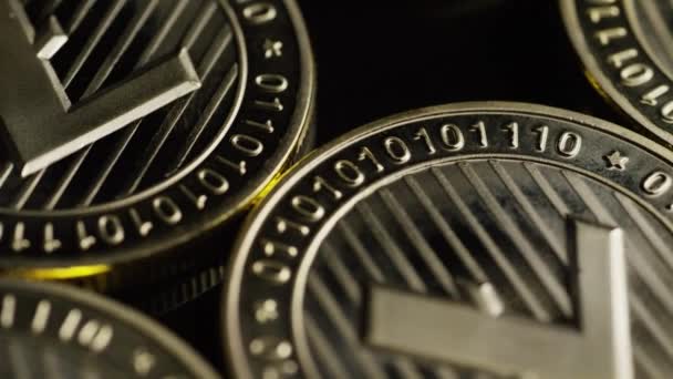 Rotación de la criptomoneda digital Bitcoins - Bitcoin LITECOIN — Vídeos de Stock