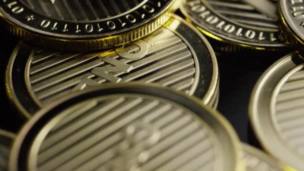Obrotowy strzał Bitcoins cyfrowej kryptowaluta-Bitcoin Litecoin — Wideo stockowe